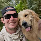 Cody with his golden retriever, Ripley